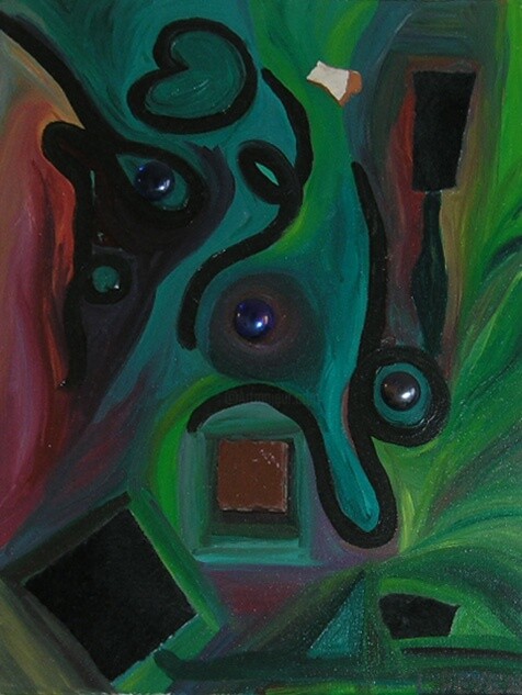 Peinture intitulée "vert carré" par Laure Feyen, Œuvre d'art originale