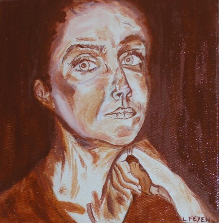 Schilderij getiteld "auto portrait" door Laure Feyen, Origineel Kunstwerk