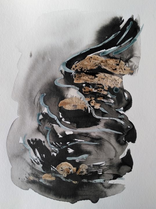 Peinture intitulée "Torrent" par Laure Grimonprez, Œuvre d'art originale, Cire