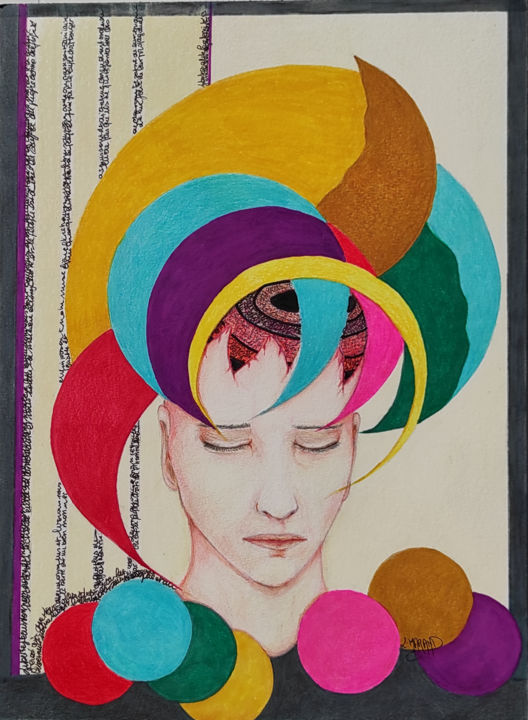 Peinture intitulée "Entre-Deux" par Gribouillages Laure Marand, Œuvre d'art originale, Crayon