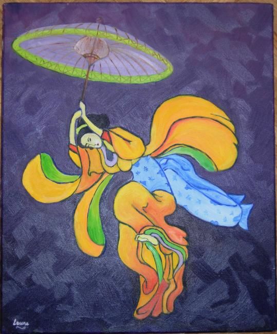 Peinture intitulée "sous une ombrelle" par Laure, Œuvre d'art originale
