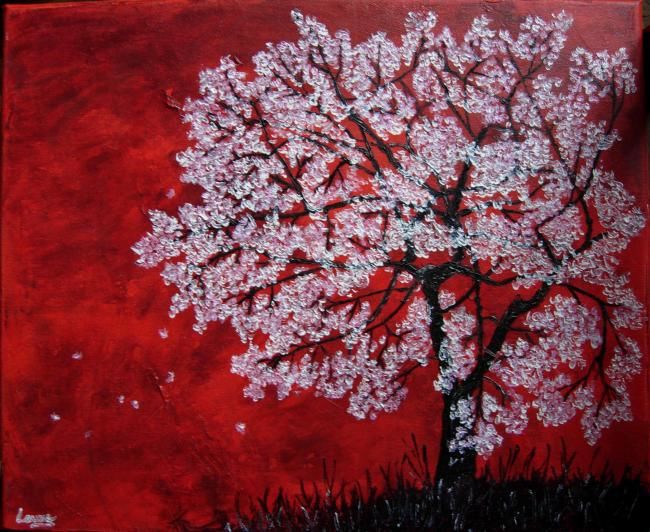 Peinture intitulée "cerisier immortalisé" par Laure, Œuvre d'art originale