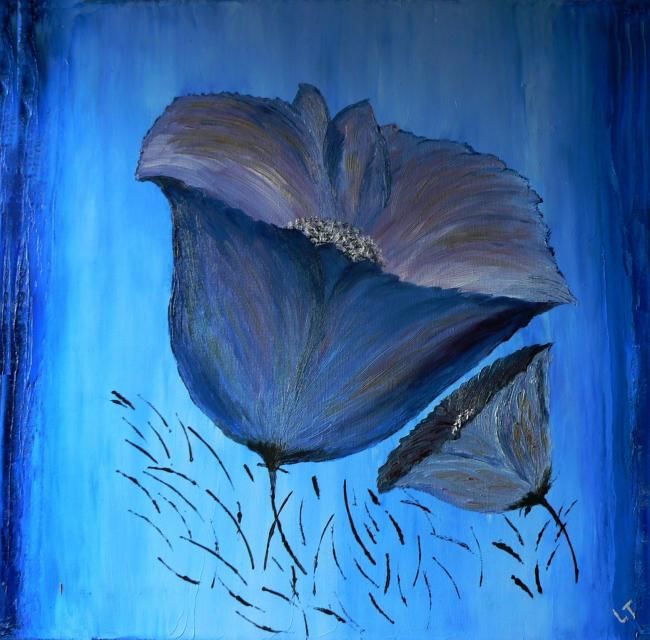 Peinture intitulée "Fleur bleue 1" par Laureen86, Œuvre d'art originale