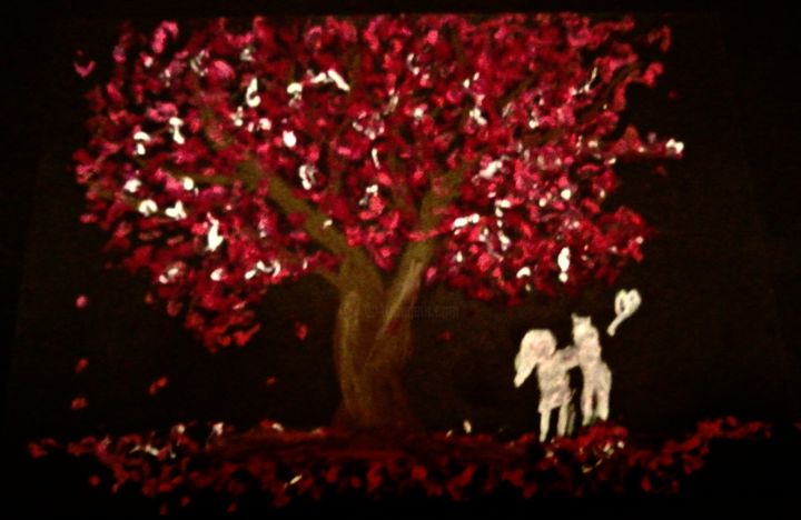 Drawing titled "Blossom love" by Laurence, Original Artwork, Pastel