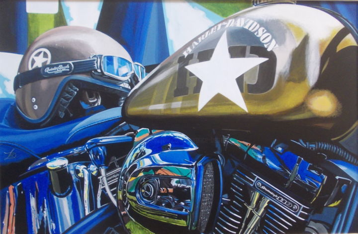 Painting titled "HARLEY D." by Laurence Delmotte-Berreby, Original Artwork, Acrylic