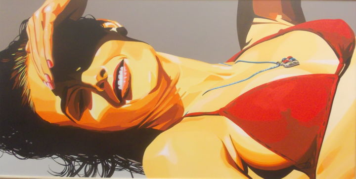 Peinture intitulée "PLEIN SOLEIL rouge" par Laurence Delmotte-Berreby, Œuvre d'art originale, Acrylique