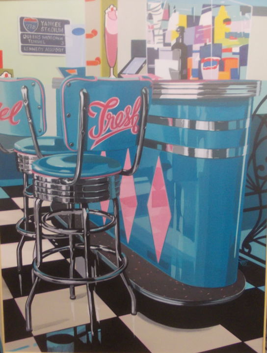 Painting titled "DINER'S Feel Fresh" by Laurence Delmotte-Berreby, Original Artwork, Acrylic