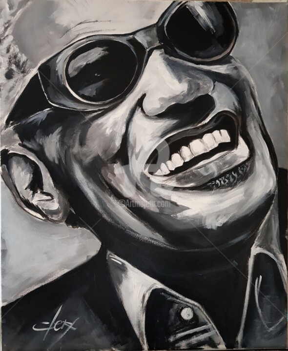 Painting titled "Ray Charles" by Laurence Clerembaux, Original Artwork