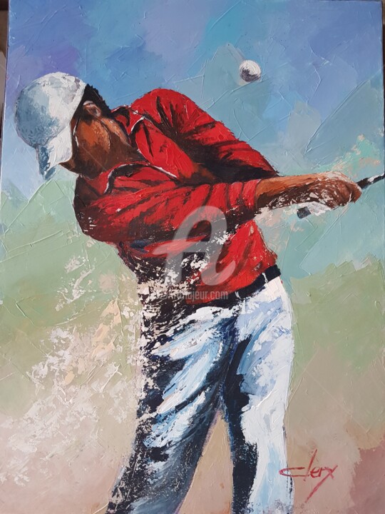 Painting titled "Le golfeur" by Laurence Clerembaux, Original Artwork, Acrylic