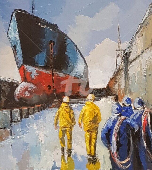 Painting titled "Chantier naval" by Laurence Clerembaux, Original Artwork, Acrylic