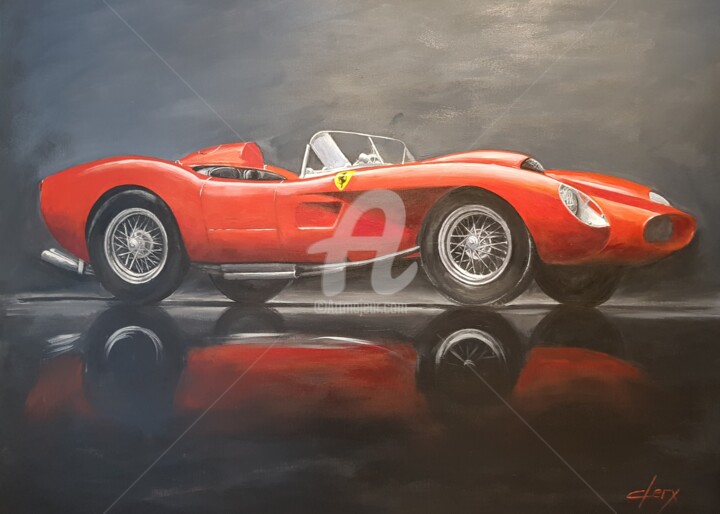 Schilderij getiteld "Ferrari GT 250" door Laurence Clerembaux, Origineel Kunstwerk, Acryl