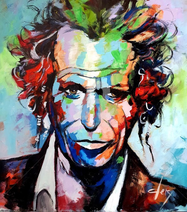 "Keith Richards" başlıklı Tablo Laurence Clerembaux tarafından, Orijinal sanat, Akrilik