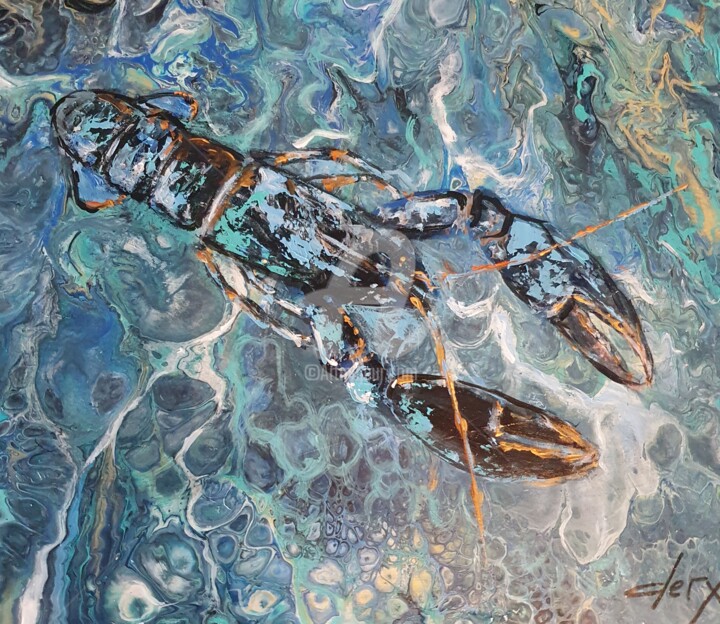 Peinture intitulée "Le homard" par Laurence Clerembaux, Œuvre d'art originale, Acrylique