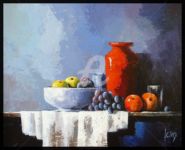 제목이 "le pot rouge"인 미술작품 Laurence Clerembaux로, 원작, 기름
