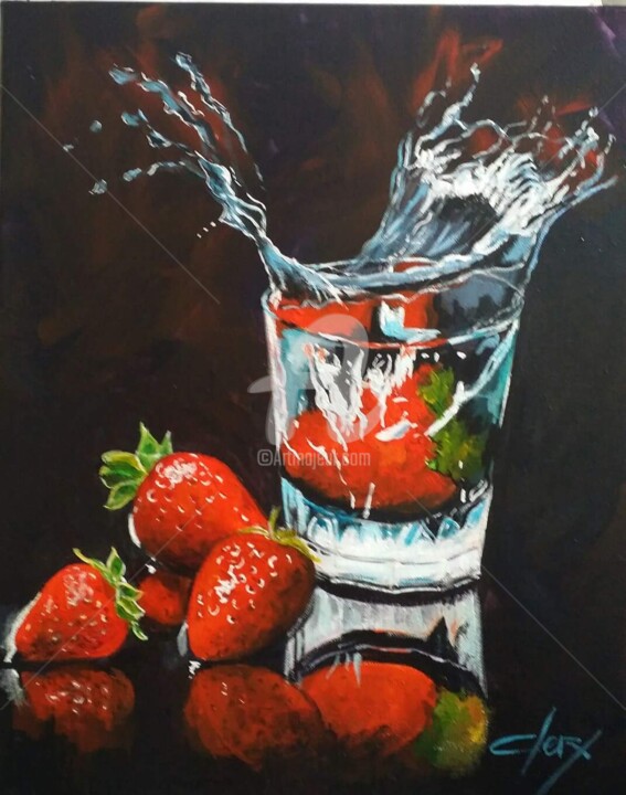 Peinture intitulée "Les fraises" par Laurence Clerembaux, Œuvre d'art originale