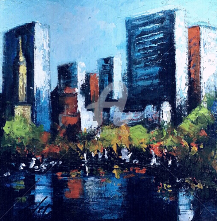 Peinture intitulée "Central park" par Laurence Clerembaux, Œuvre d'art originale