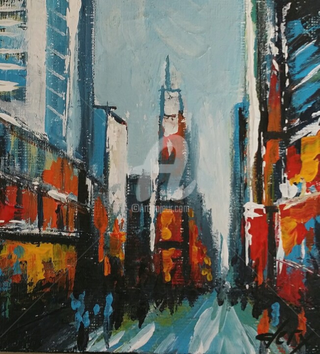 Painting titled "Times square 3" by Laurence Clerembaux, Original Artwork, Acrylic