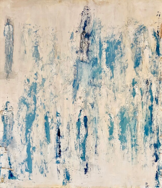 Peinture intitulée "Blue Bursts" par Laurence D Antonio Lignel, Œuvre d'art originale, Huile