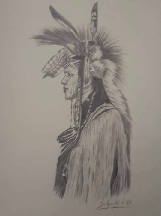 Drawing titled "Indien" by Laurence Dufour, Original Artwork, Graphite