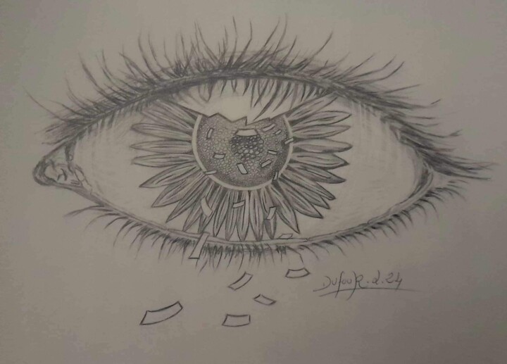 Dibujo titulada "Vision" por Laurence Dufour, Obra de arte original, Grafito