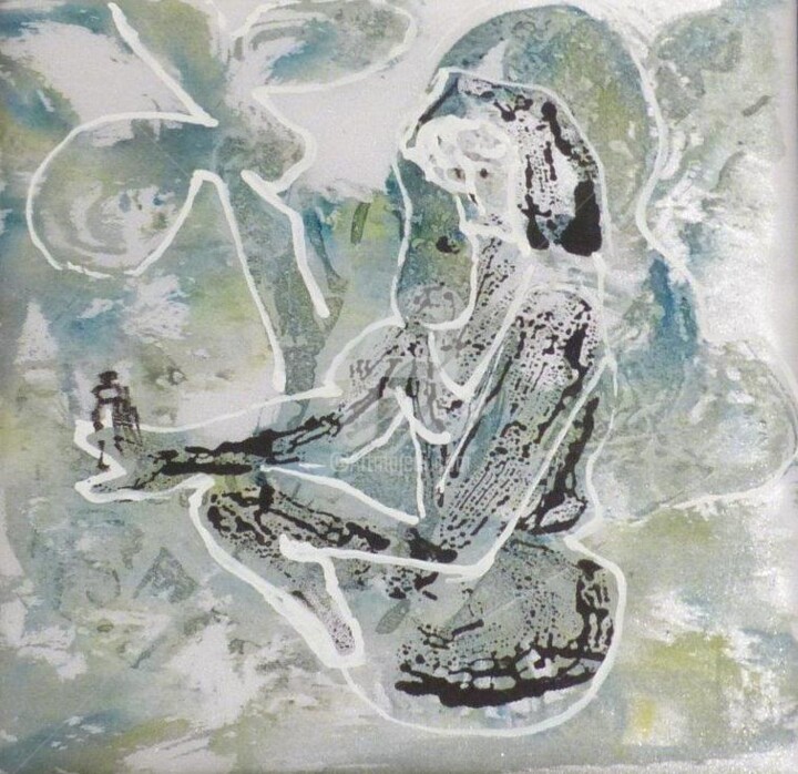 Pintura intitulada "zen" por Laurence Fauchart, Obras de arte originais, Aquarela Montado em Outro painel rígido