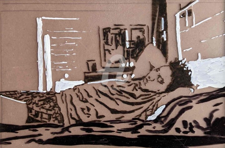 Drawing titled "La sieste (2)" by Laurence Fauchart, Original Artwork, Marker