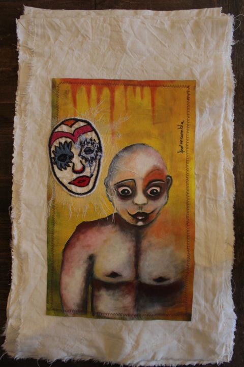 Painting titled "Derrière le masque 7" by Fontencomble, Original Artwork, Acrylic