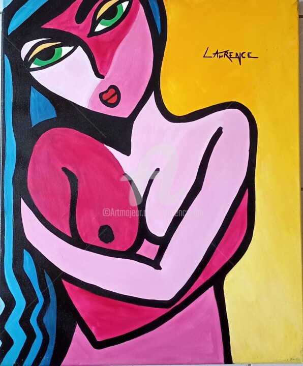 Painting titled "ROMANE" by Laurence Lbn, Original Artwork, Acrylic Mounted on Wood Stretcher frame