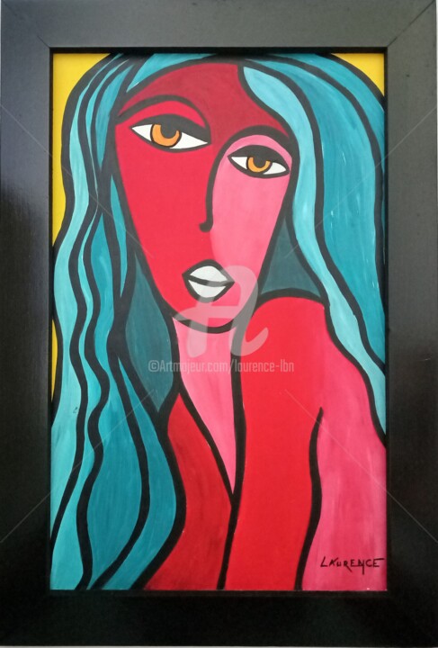 Painting titled "ZÉLINE" by Laurence Lbn, Original Artwork, Acrylic Mounted on Wood Panel