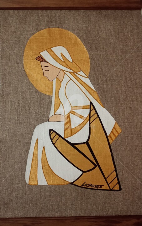 Painting titled "Vierge assise" by Laurence Lbn, Original Artwork, Acrylic