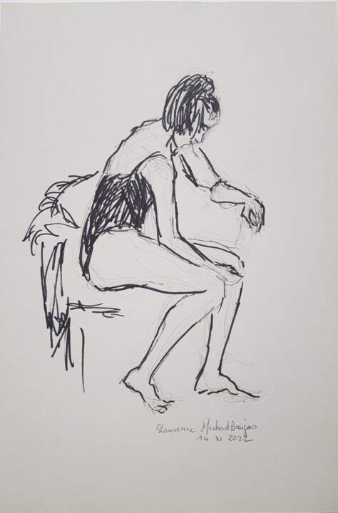 Drawing titled "Méditations" by Laurence Machard Brujas, Original Artwork, Marker