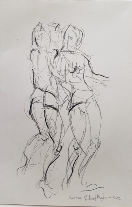 Dessin intitulée "Pas de danse" par Laurence Machard Brujas, Œuvre d'art originale, Crayon