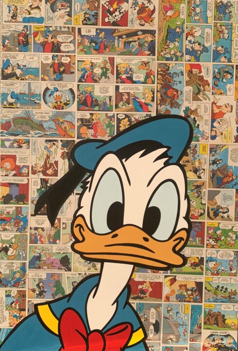 Collages intitulée "Donald Pop 1" par Laurence Masson, Œuvre d'art originale, Acrylique