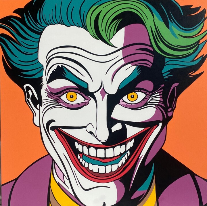 Painting titled "Joker Pop" by Laurence Masson, Original Artwork, Acrylic Mounted on Wood Stretcher frame