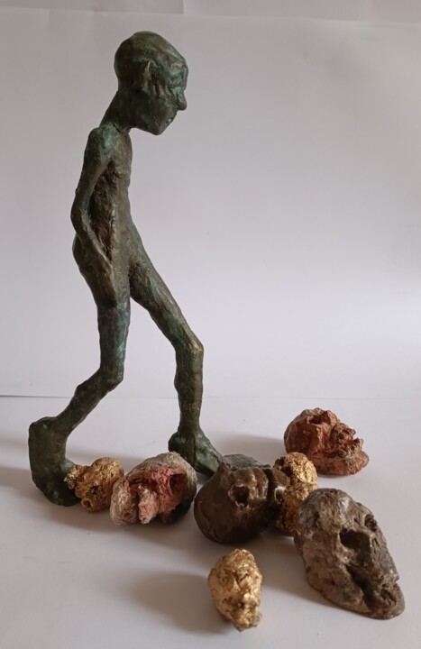 Skulptur mit dem Titel "sur la route" von Laurence Pustoc'H, Original-Kunstwerk, Bronze