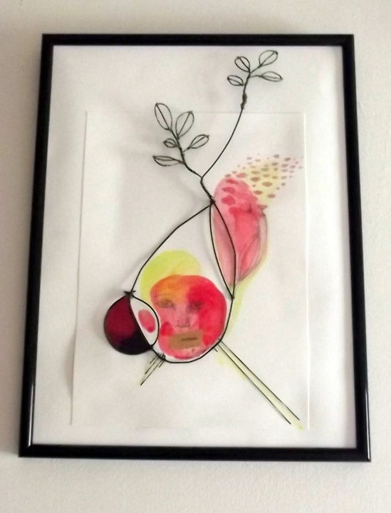 Collages titled "Naissance florale 2" by Laurence Sarnette, Original Artwork, Acrylic