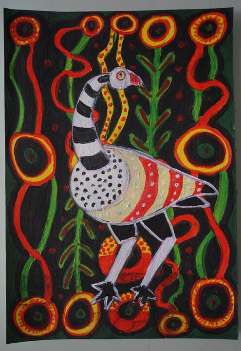 Malerei mit dem Titel "art aborigene - sur…" von Laurence Servoin, Original-Kunstwerk, Acryl