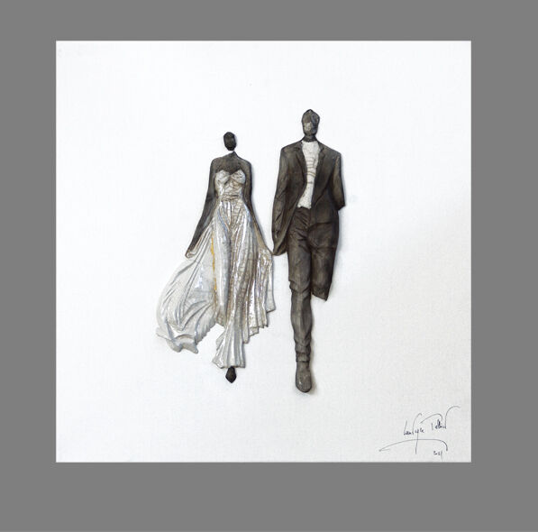 Sculpture intitulée "couple/mannequin-Cr…" par Laurence Tellier, Œuvre d'art originale, Céramique