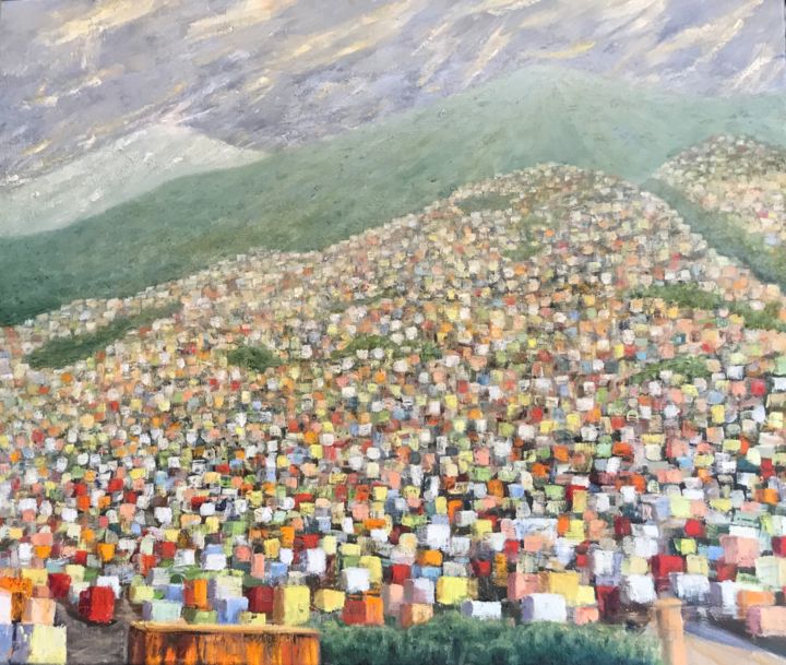 Ζωγραφική με τίτλο "Quito - Ecuador" από Laurence Blanchard, Αυθεντικά έργα τέχνης, Λάδι
