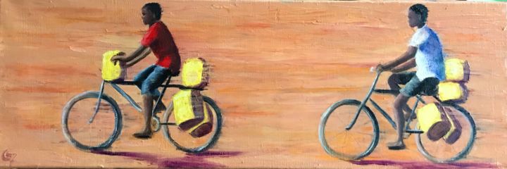 Peinture intitulée "Water transportatio…" par Laurence Blanchard, Œuvre d'art originale, Huile