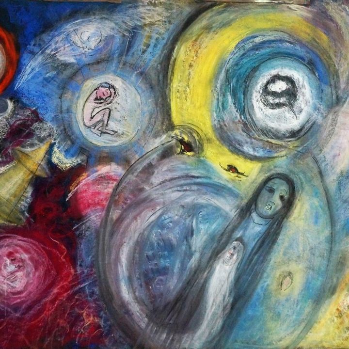 Painting titled "Cosmos" by Laurence Bonnet, Original Artwork, Pastel
