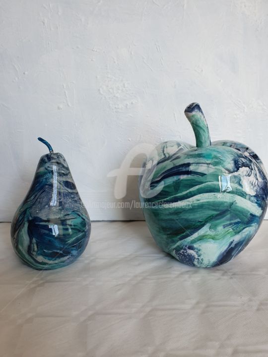 Sculpture intitulée "Pomme et Poire" par Laurence Clerembaux, Œuvre d'art originale, Plâtre