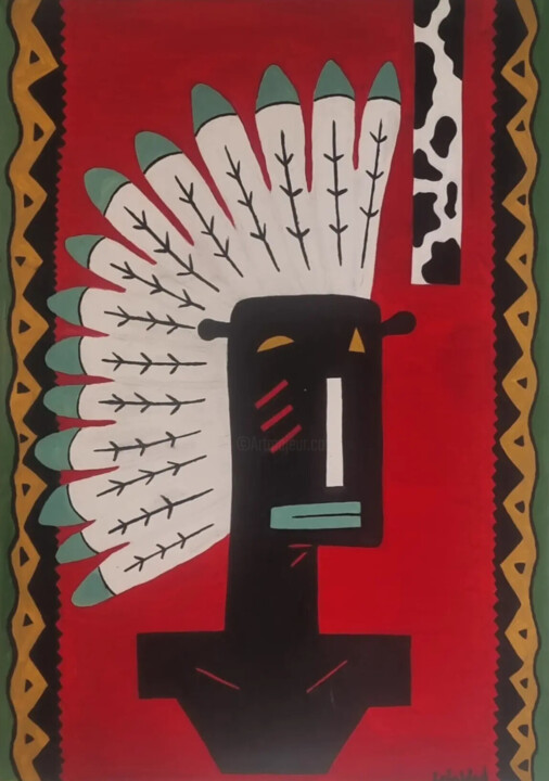 Peinture intitulée "Indian" par Laurène Vadé (Lolavad), Œuvre d'art originale, Huile Monté sur Châssis en bois