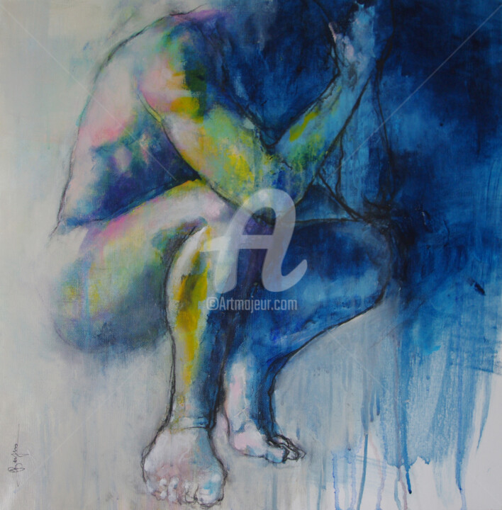 绘画 标题为“homme bleu” 由Laurent Bergues, 原创艺术品, 丙烯 安装在木质担架架上