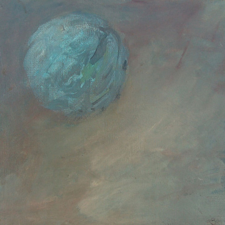 Painting titled "Lune" by Laurent Berthelot, Original Artwork, Oil