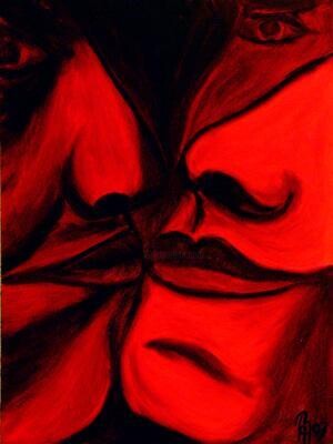 Painting titled "Kiss" by Laurent Bleuze, Original Artwork
