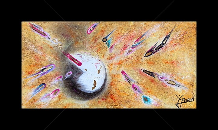 Peinture intitulée "ATOME Interstellaire" par Laurent Boron, Œuvre d'art originale, Huile