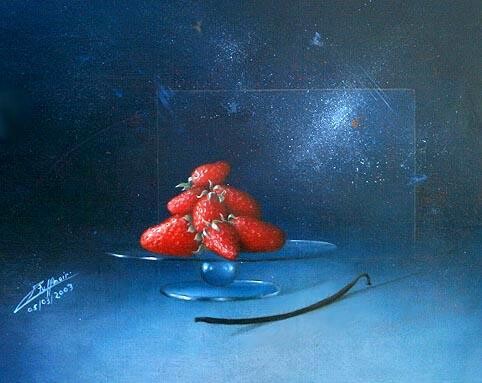 Painting titled "Vanille fraise" by Laurent Buffnoir, Original Artwork, Oil