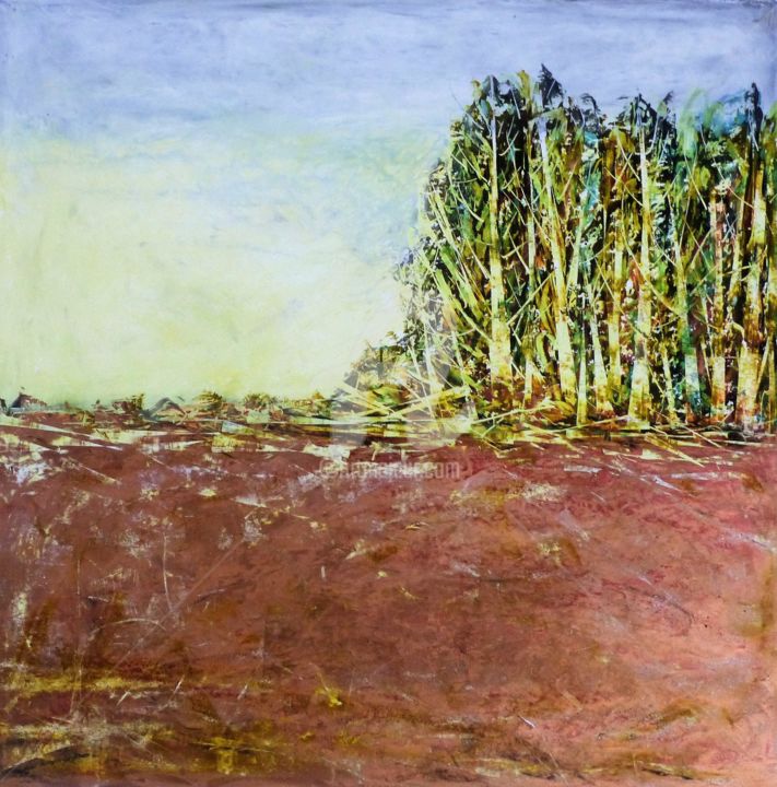 Painting titled "Paysage d'été" by Laurent Chabrillat, Original Artwork, Pastel