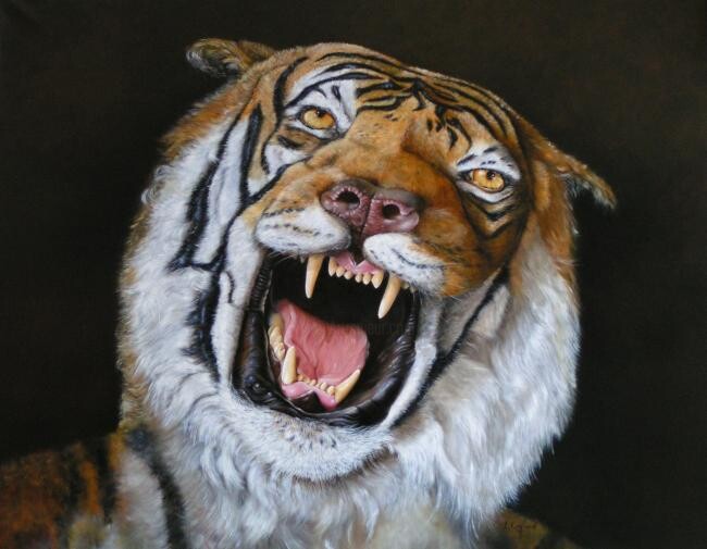 Painting titled "le tigre" by Laurent Coquard, Original Artwork